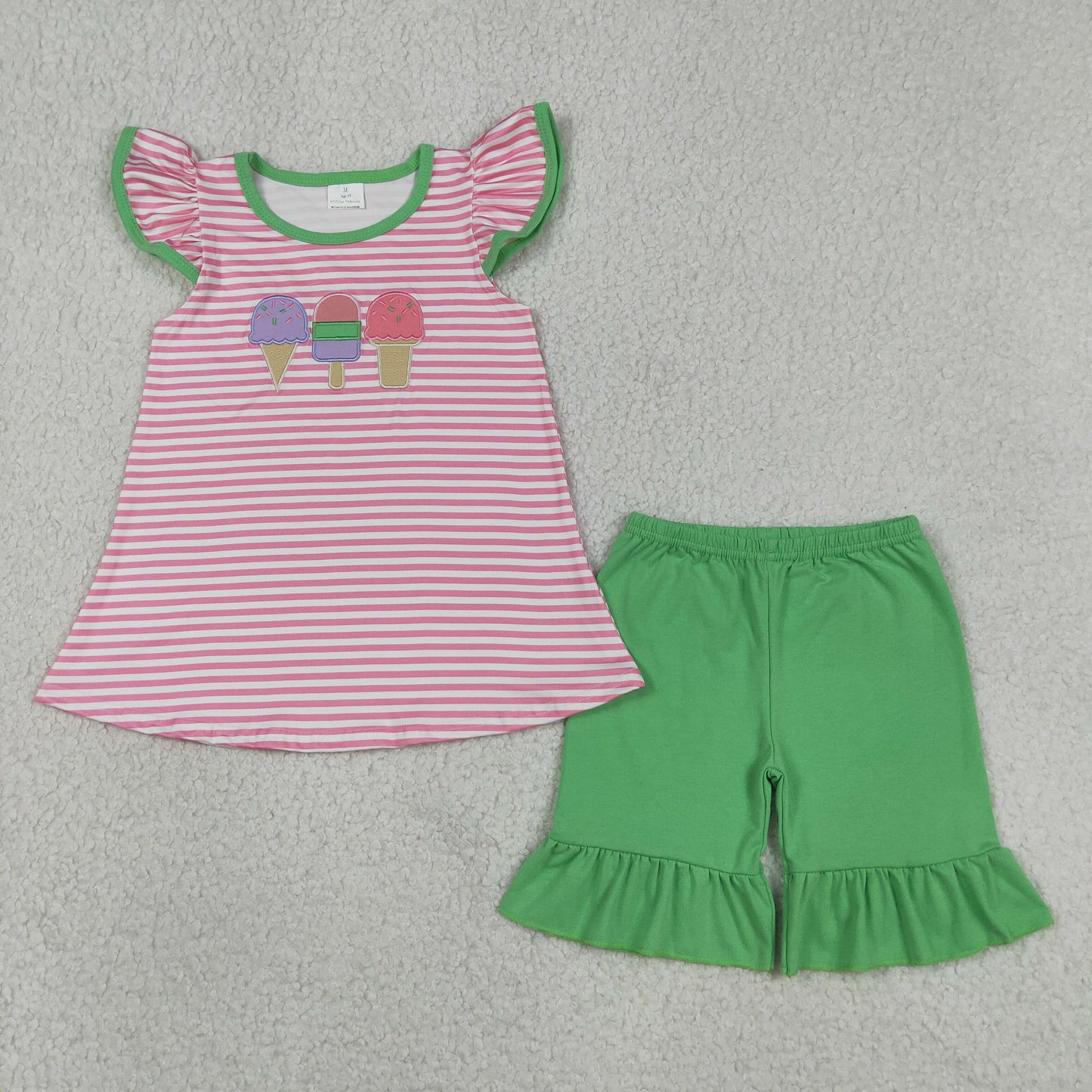 RTS NO MOQ Sibling Baby Girls Pink Flutter Sleeve Tunic with Shorts Clothing Set Cute Baby Outfit