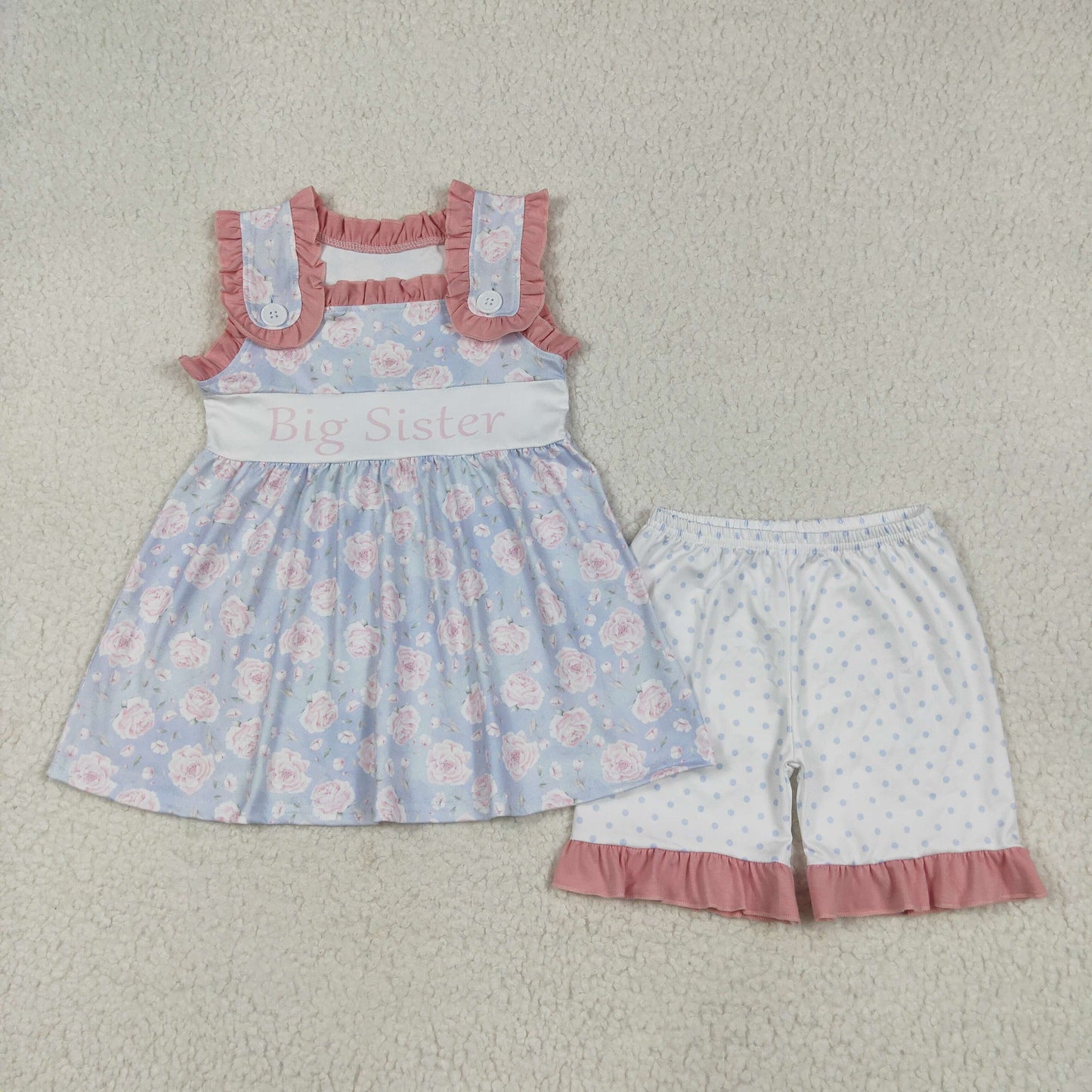 RTS Sibling baby girls clothes Short Sleeve Shorts sets romper
