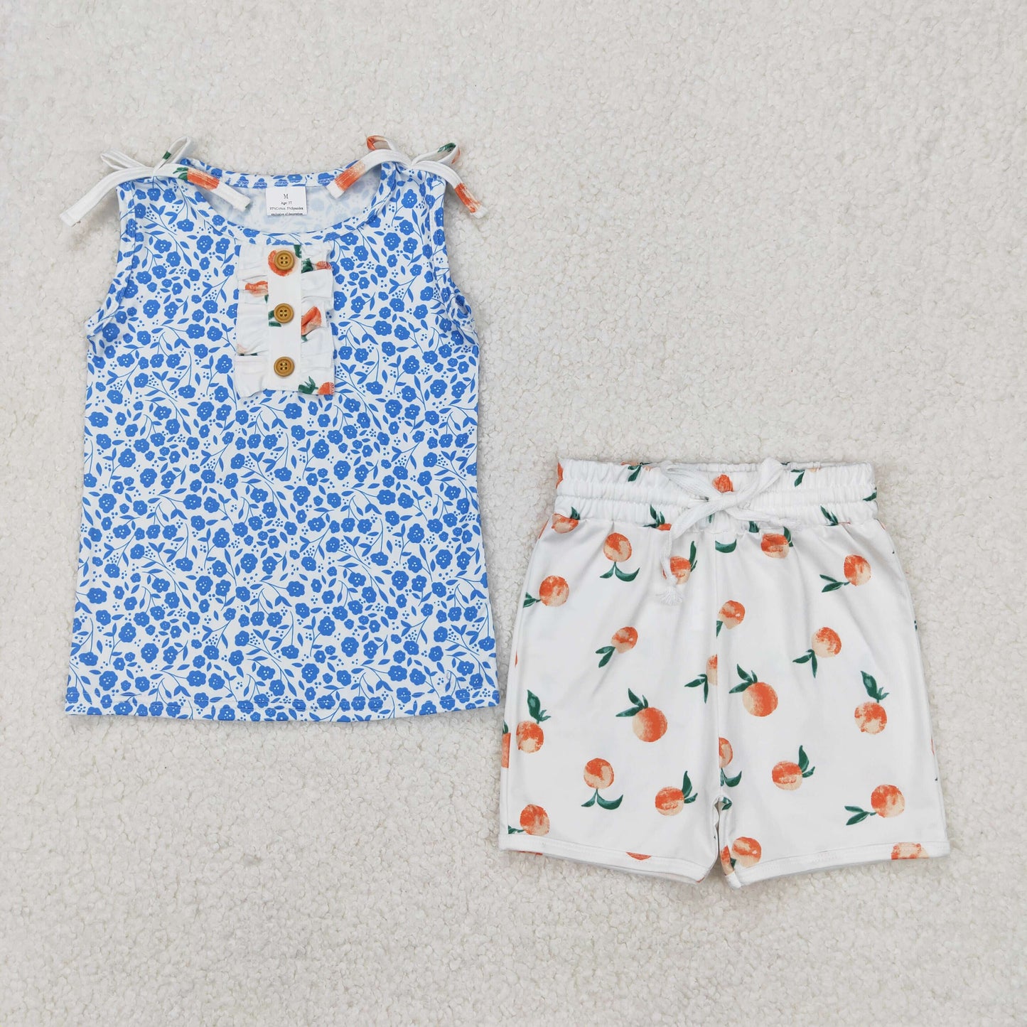 RTS NO MOQ baby girl Clothes floral sleeveless shorts Sets