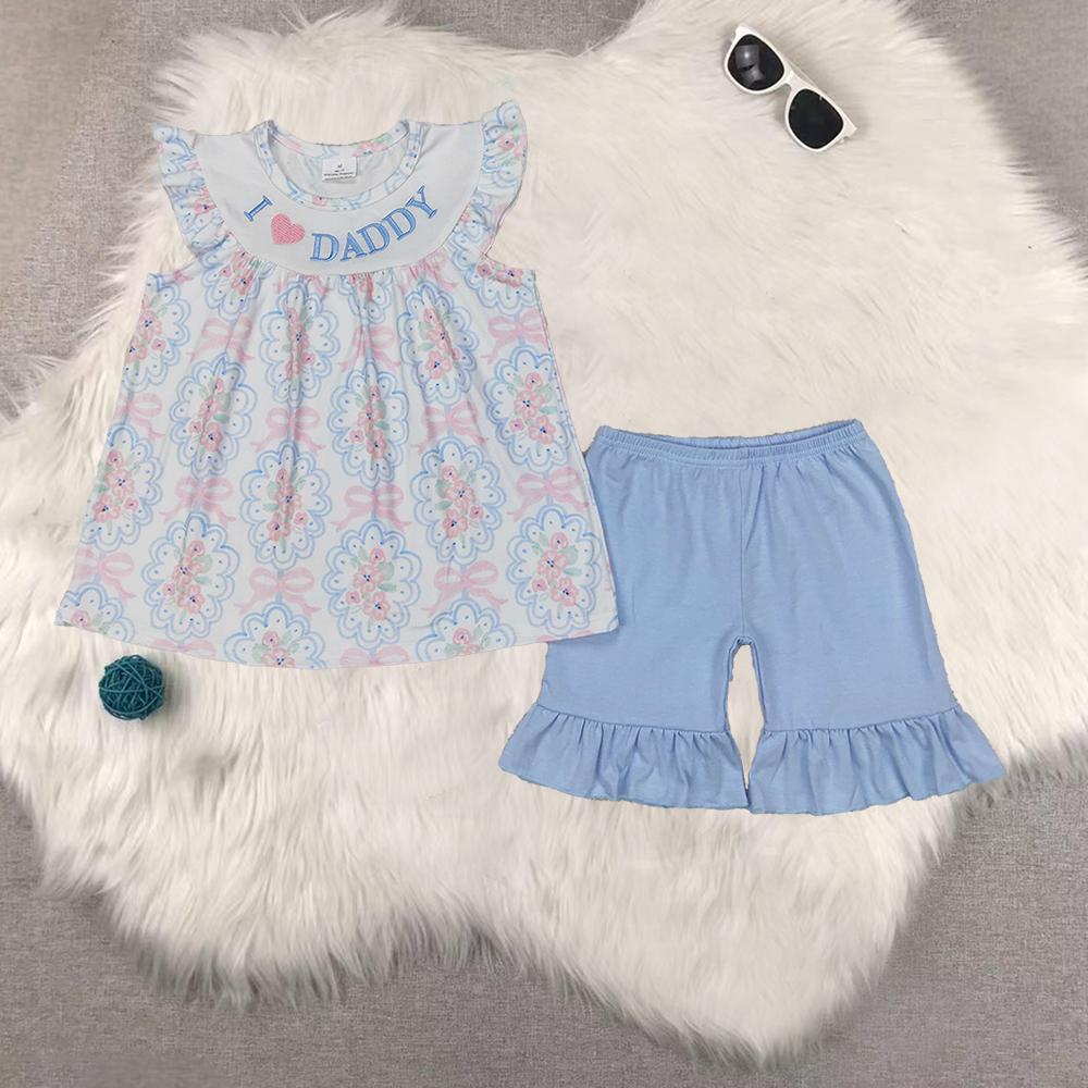 RTS NO MOQ Embroidery short-sleeved shorts suit & short-sleeved sets and briefs sets
