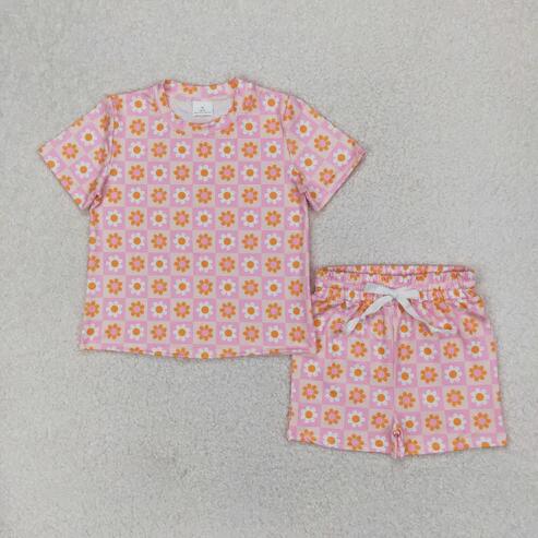 RTS NO MOQ Sibling Baby Girls Summer Outfit Set Short Sleeve Top And Shorts Clothing for Little Girls