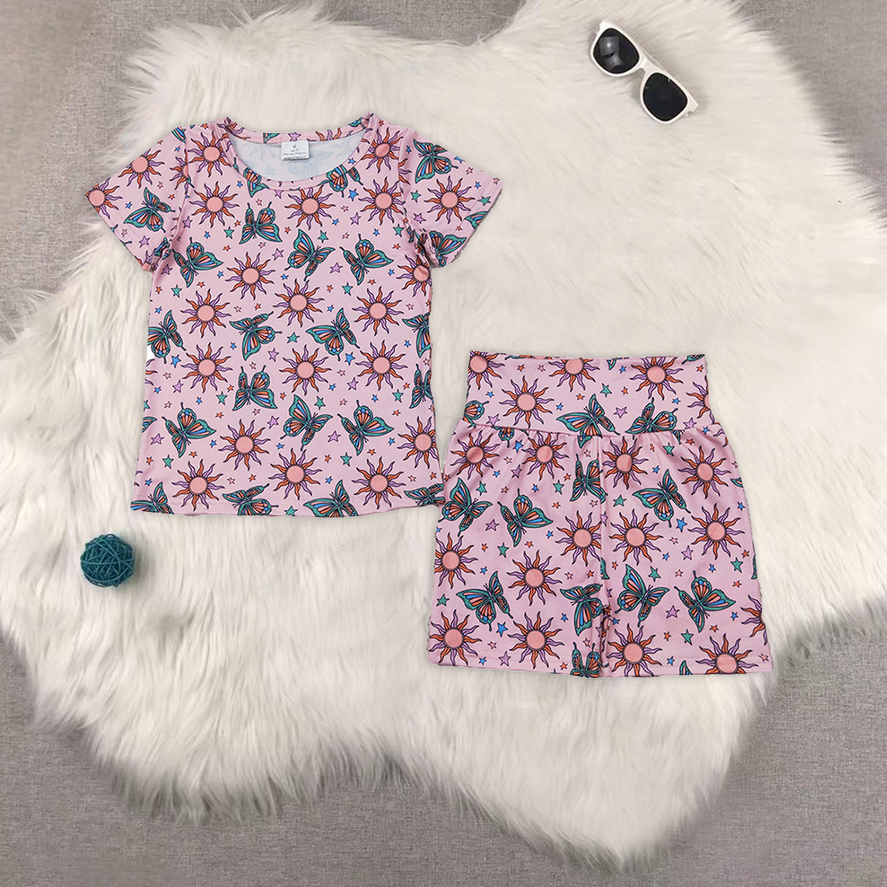 RTS NO MOQ Sibling baby girl Clothes short sleeve shorts Sets