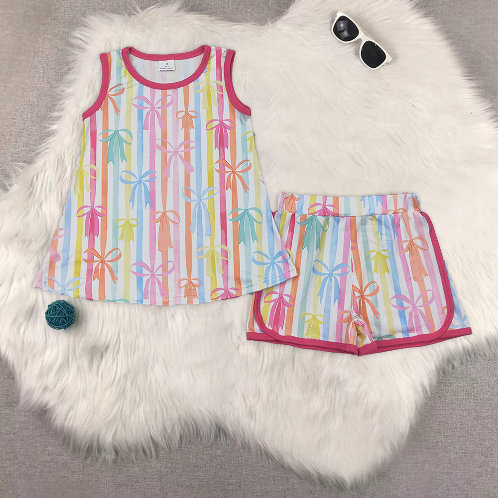 RTS NO MOQ Sibling Baby Girls colorful Summer Mixed Outfit and dress