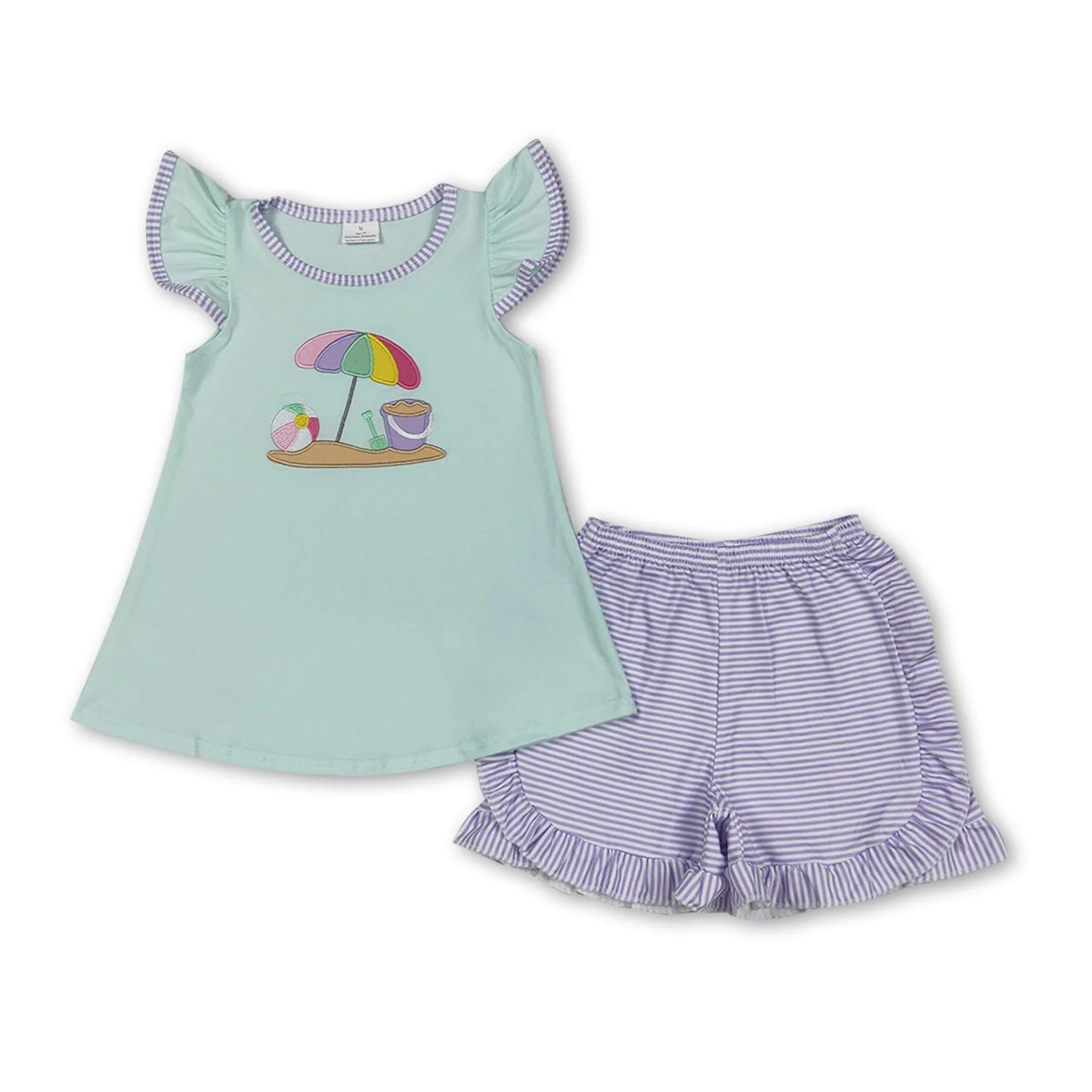 RTS NO MOQ Sibling milk silk Baby Girls Boys Casual Summer Beach Top Shorts Set