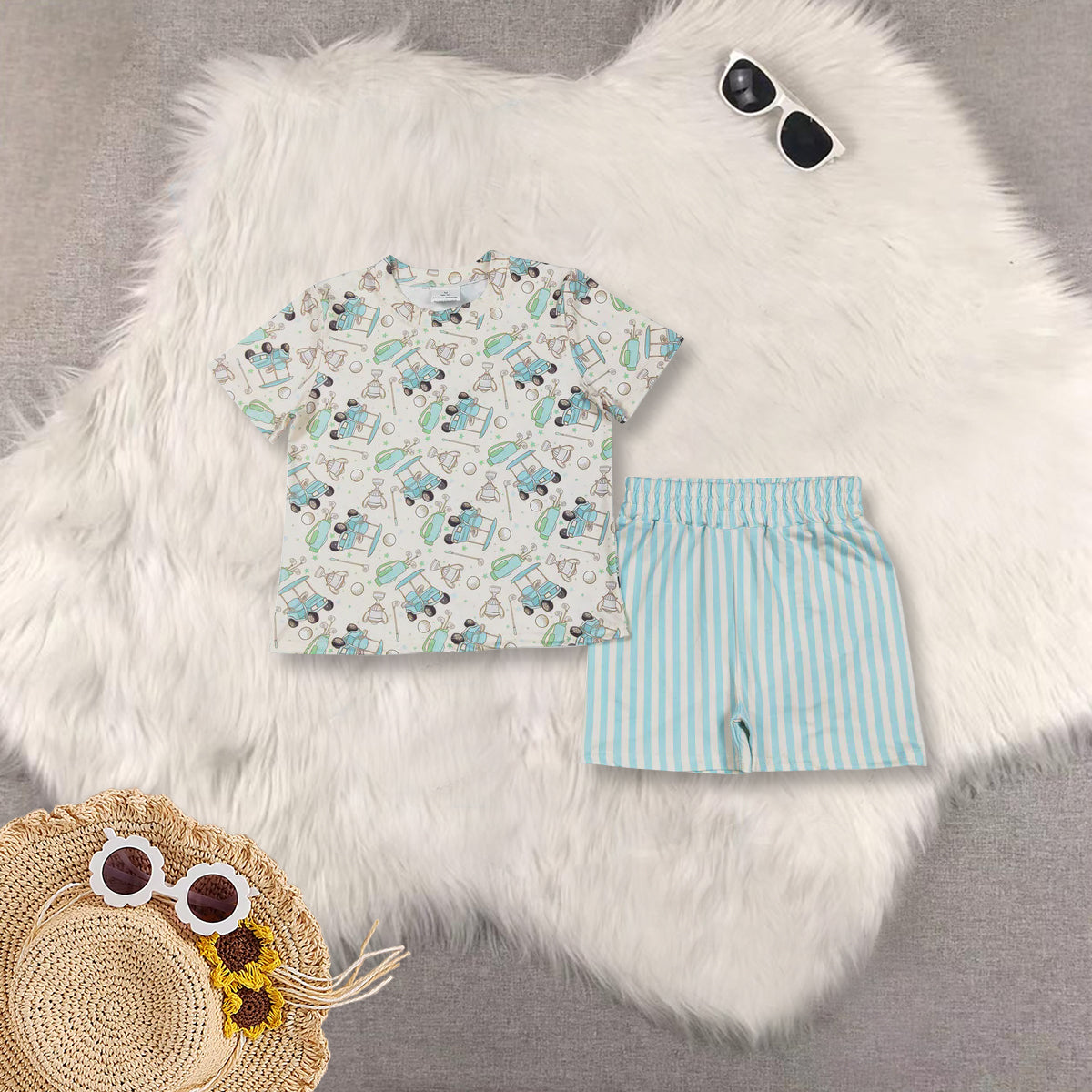 Sibling Sibling Baby boys girls clothes golf Summer short sleeve shorts Sets rompers top