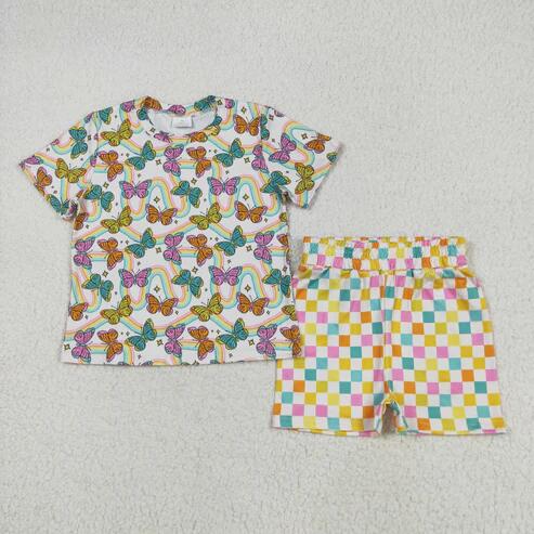 RTS NO MOQ Sibling Baby Girls Summer Outfit Set Short Sleeve Top And Shorts Clothing for Little Girls