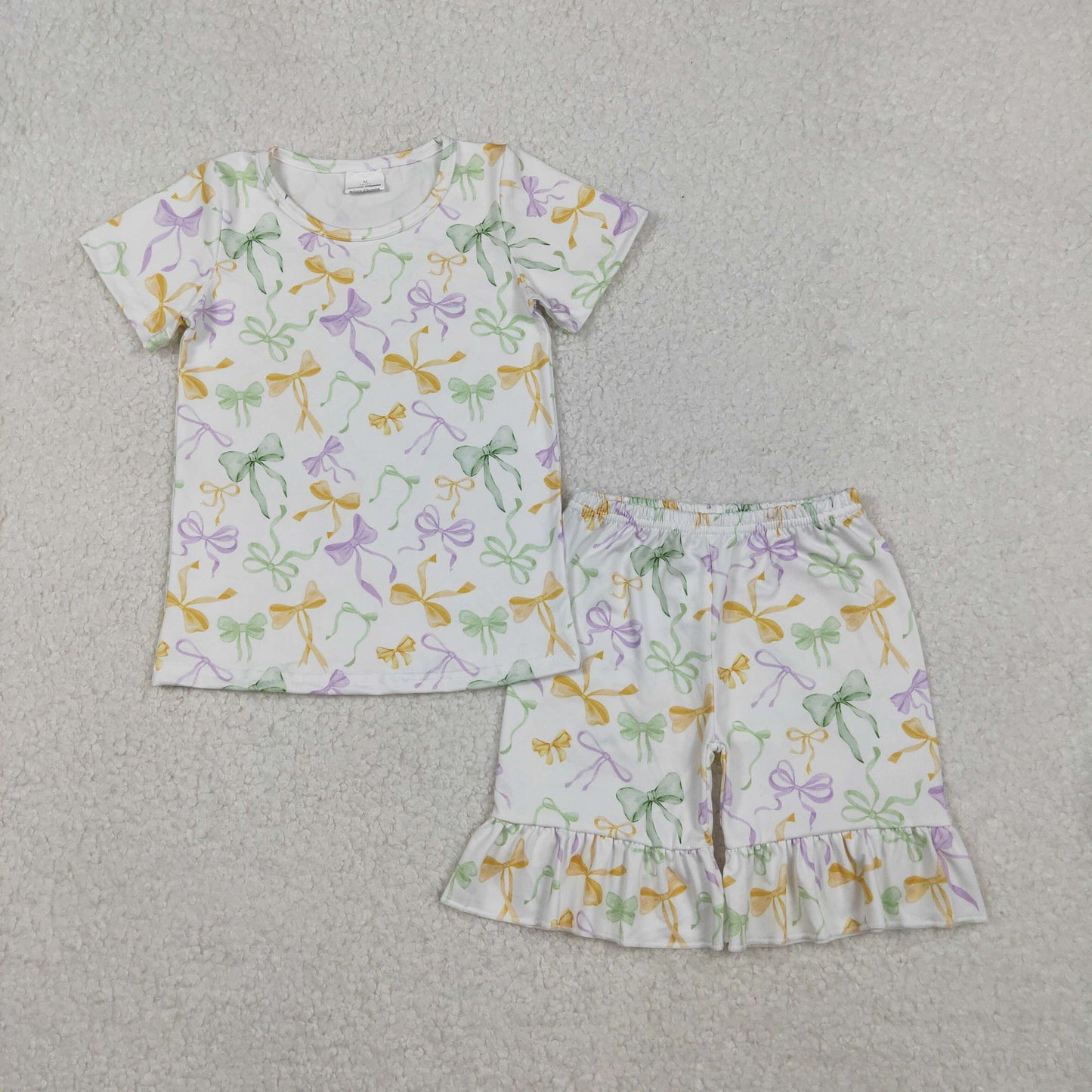 RTS NO MOQ Sibling baby girl clothes and Adult clothes mardi gras yoga bow kids shorts and adult shorts and shorts sets