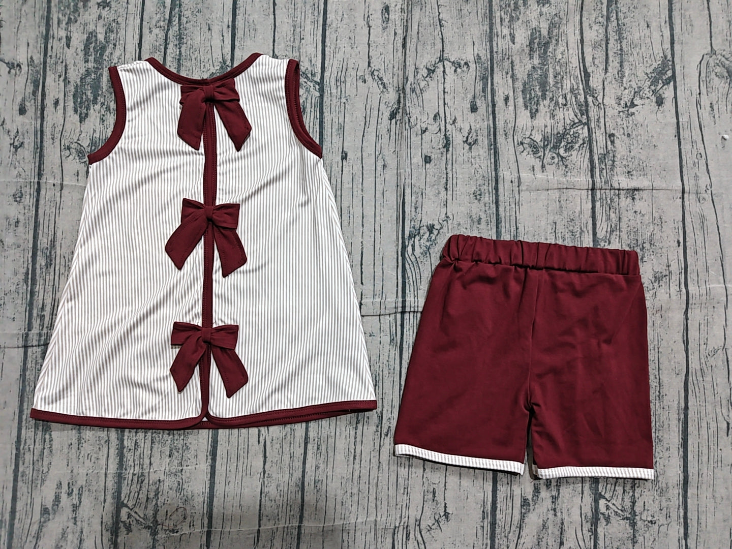 (Sample) No moq GSSO2763 Baby Girls Fashion Western Guitar Print Tunic Back Bows Shorts Set