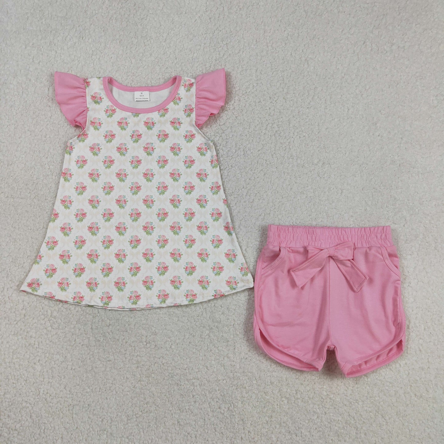 RTS NO MOQ Sibling Baby Girls Checked Top And Shorts Set with Ruffle Rompers Floral Print Outfit