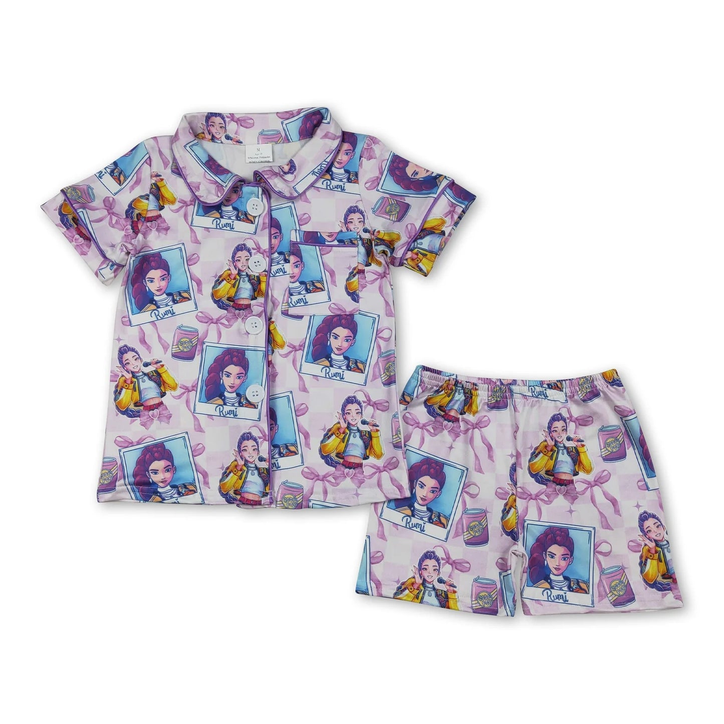 RTS NO MOQ Sibling milk silk Cute Clothes Baby Girls Purple Flower Print Pocket Casual Sleepwear Suit