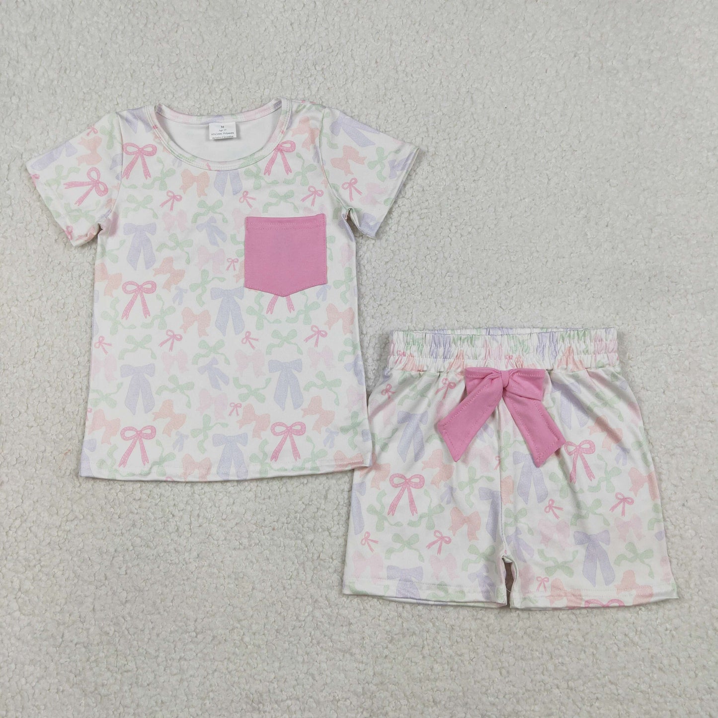 RTS NO MOQ sibling baby girls clothes bow short sleeve Clothes Sets and rompers