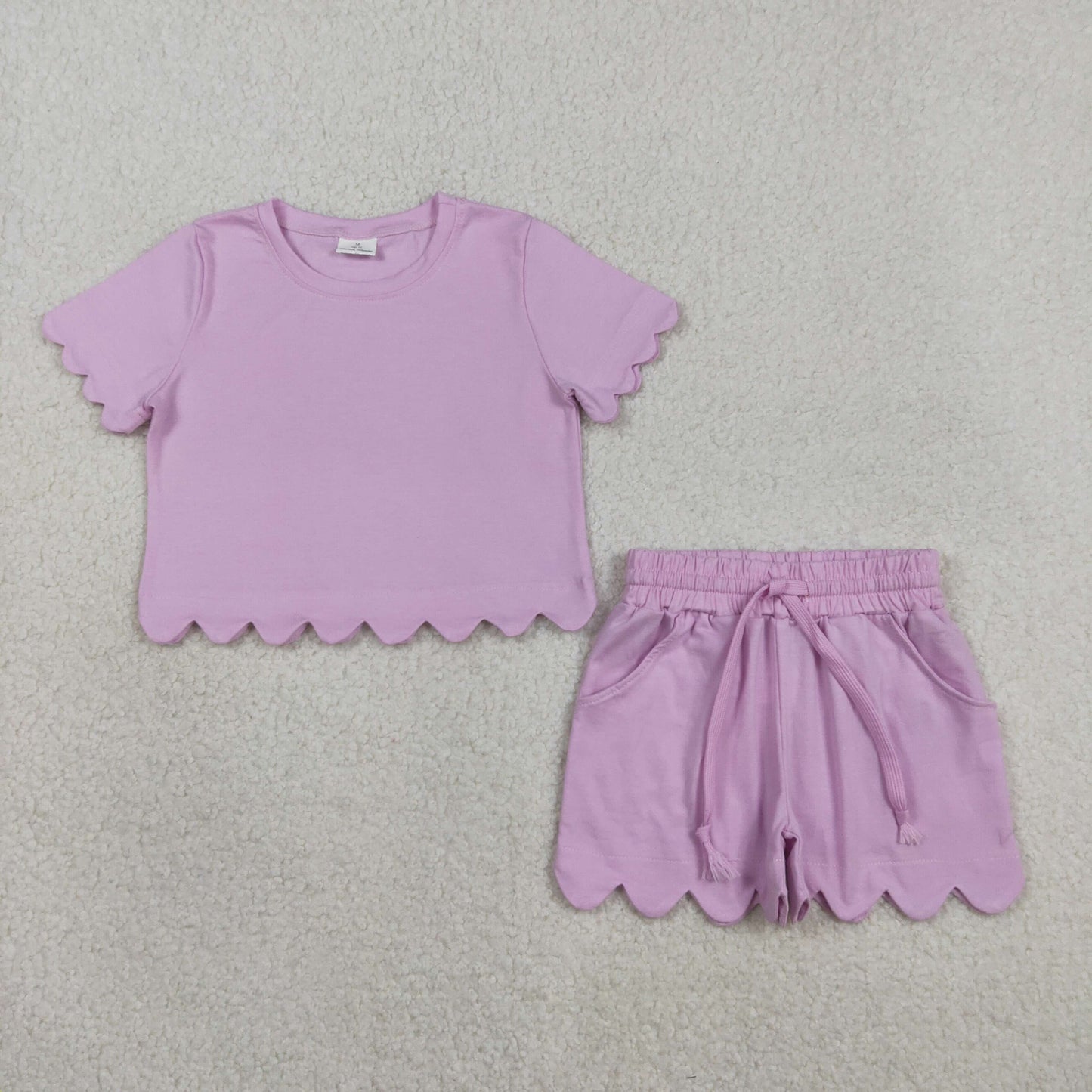 RTS NO MOQ GSSO3173 Lavender Baby Girls Short Sleeve Shirt Top with Shorts Cute Outfit Set
