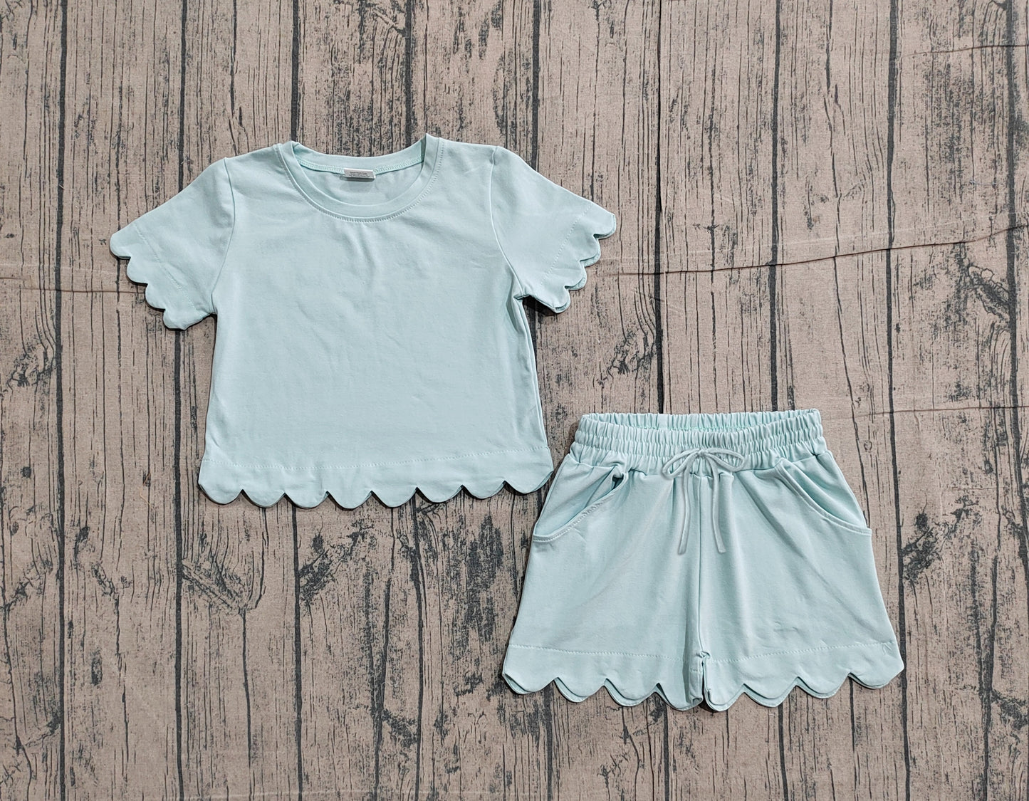 (Pre Order) No moq GSSO3174 Pre-order scallop baby girl clothes short sleeve shorts sets-26.1.22