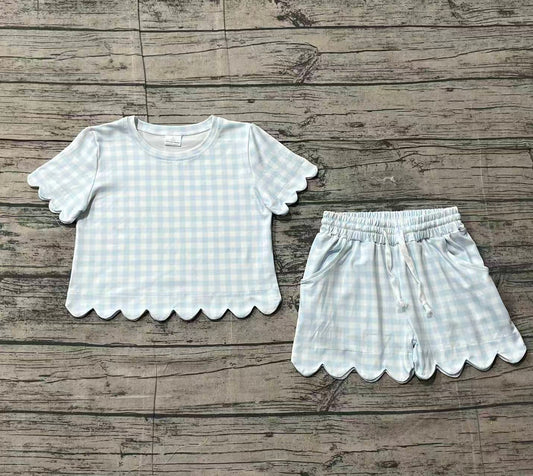 (Pre Order) No moq GSSO3184 Pre-order scallop baby girl clothes short sleeve shorts sets-26.1.25