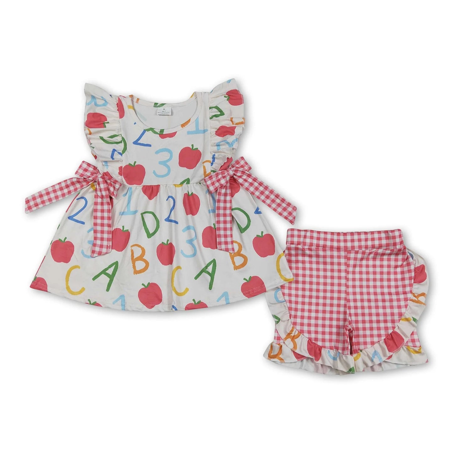 RTS NO MOQ Sibling milk silk Baby Girls Boys ABC Letter Print Back To School Shirt Shorts Clothes Sets Dress