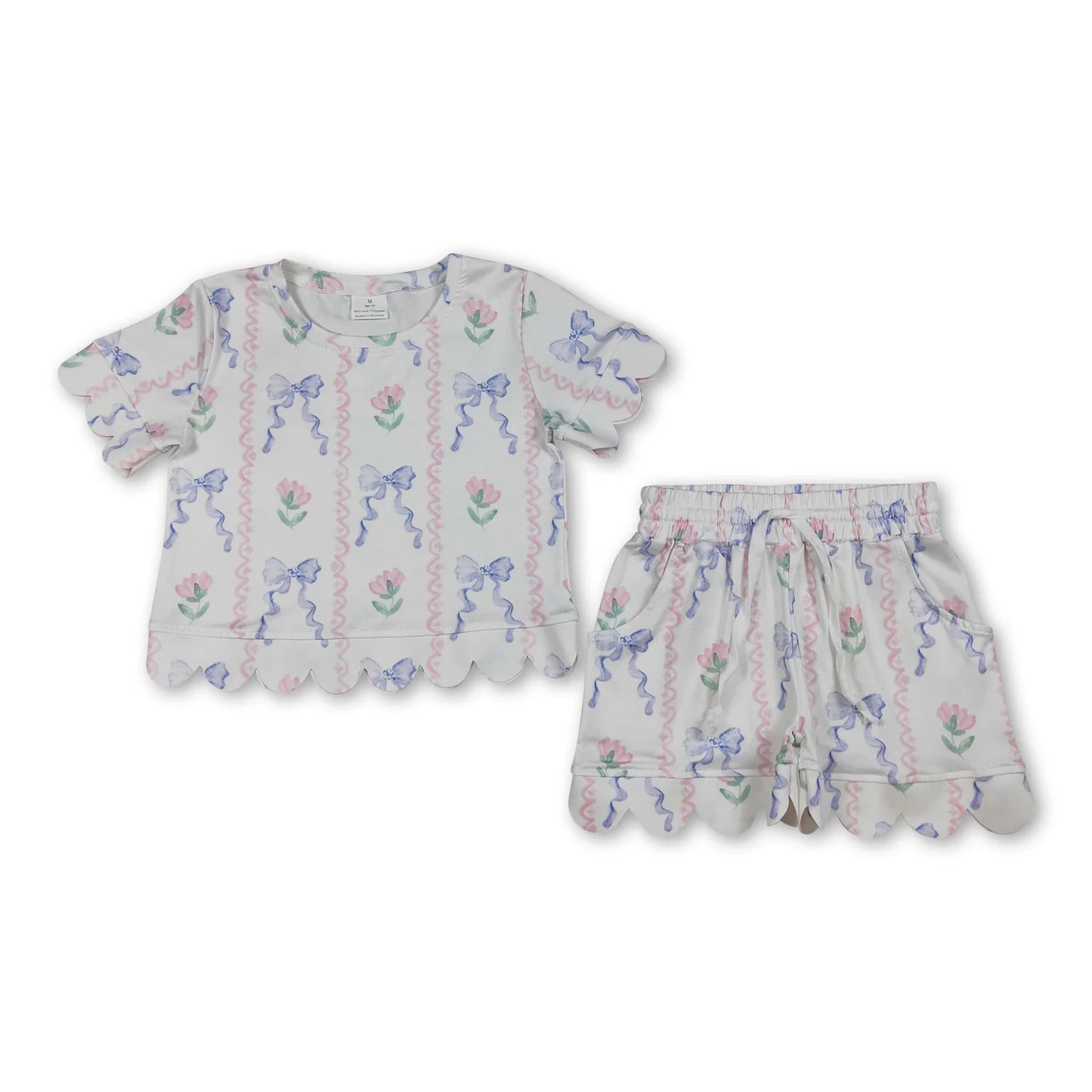 RTS NO MOQ Sibling milk silk Baby Girl Flowers Tunic Ruffle Shorts Clothes Sets Ruffle Rompers