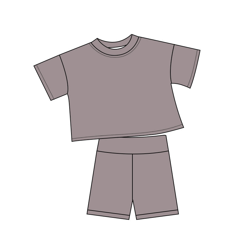 (Pre Order) No moq cotton Baby Girls Cute Solid Color Short Sleeve Shorts Summer Outfit