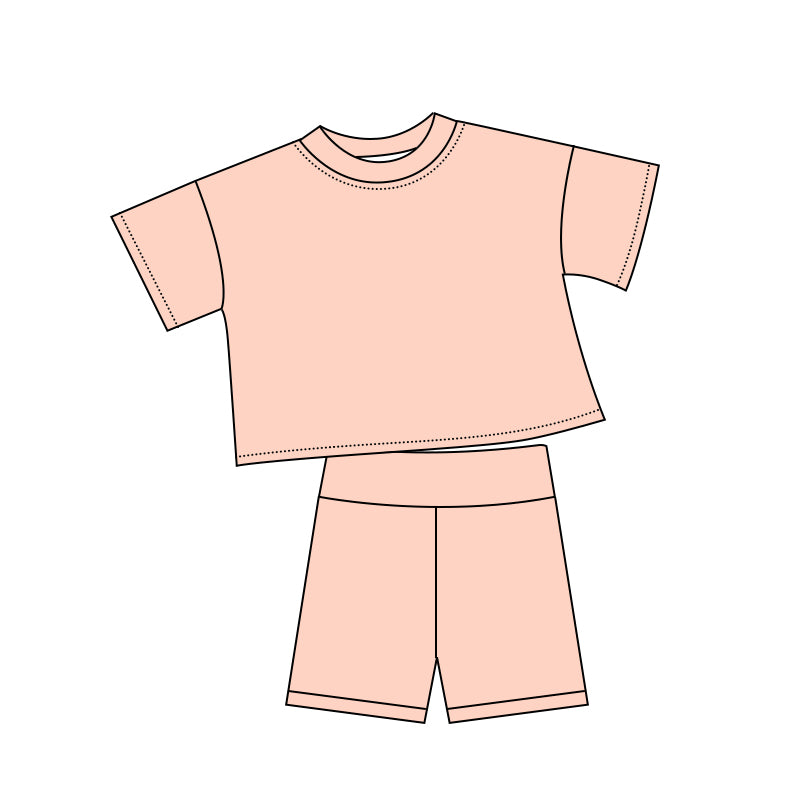 (Pre Order) No moq cotton Baby Girls Cute Solid Color Short Sleeve Shorts Summer Outfit