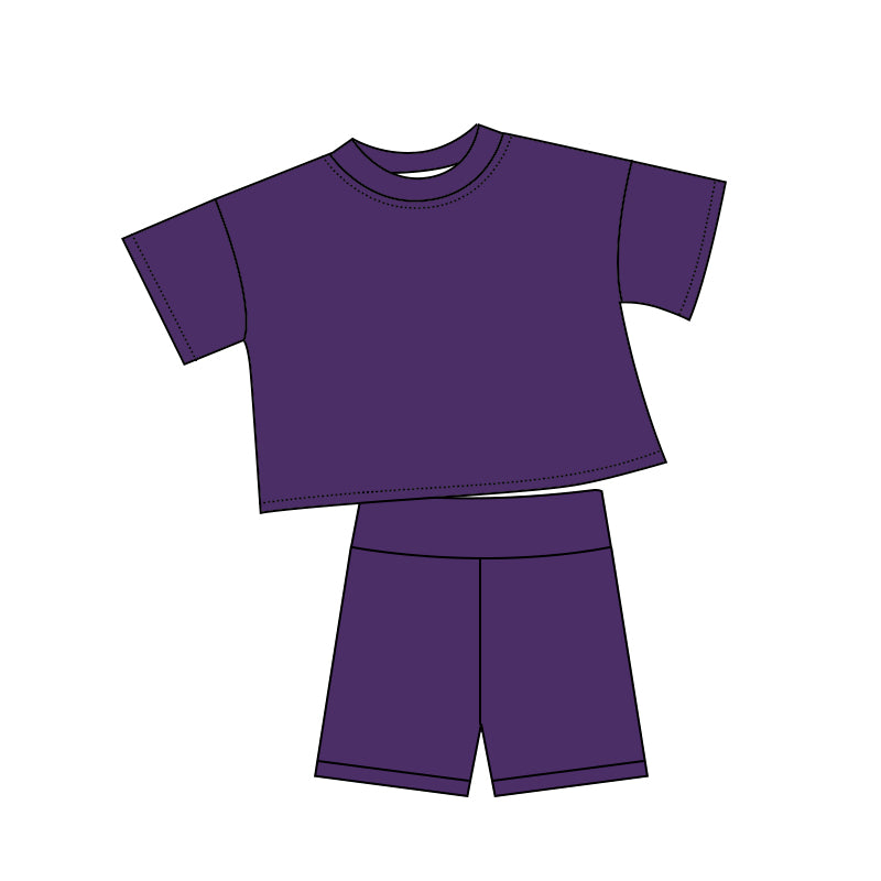 (Pre Order) No moq cotton Baby Girls Cute Solid Color Short Sleeve Shorts Summer Outfit