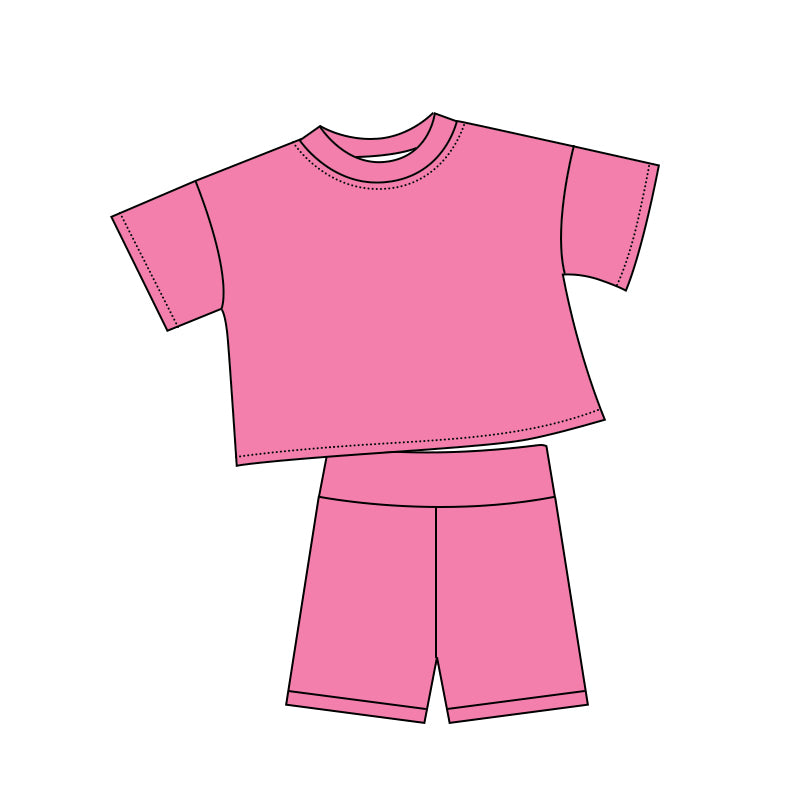 (Pre Order) No moq cotton Baby Girls Cute Solid Color Short Sleeve Shorts Summer Outfit