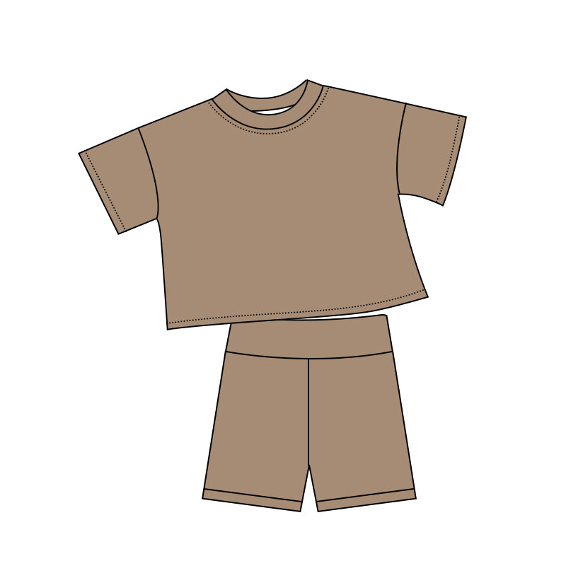(Pre Order) No moq cotton Baby Girls Cute Solid Color Short Sleeve Shorts Summer Outfit