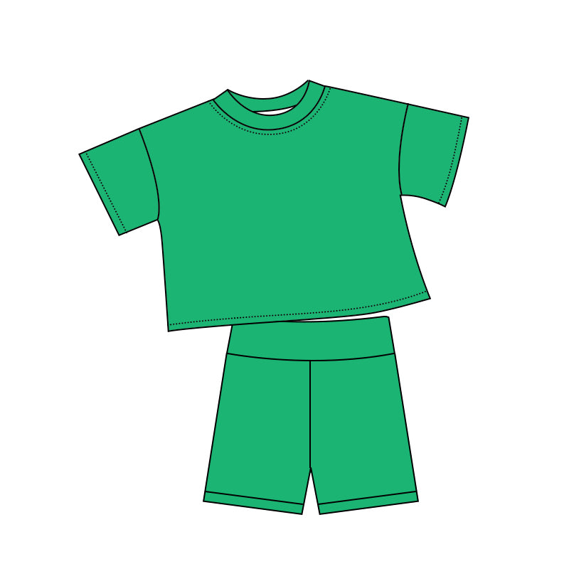 (Pre Order) No moq cotton Baby Girls Cute Solid Color Short Sleeve Shorts Summer Outfit
