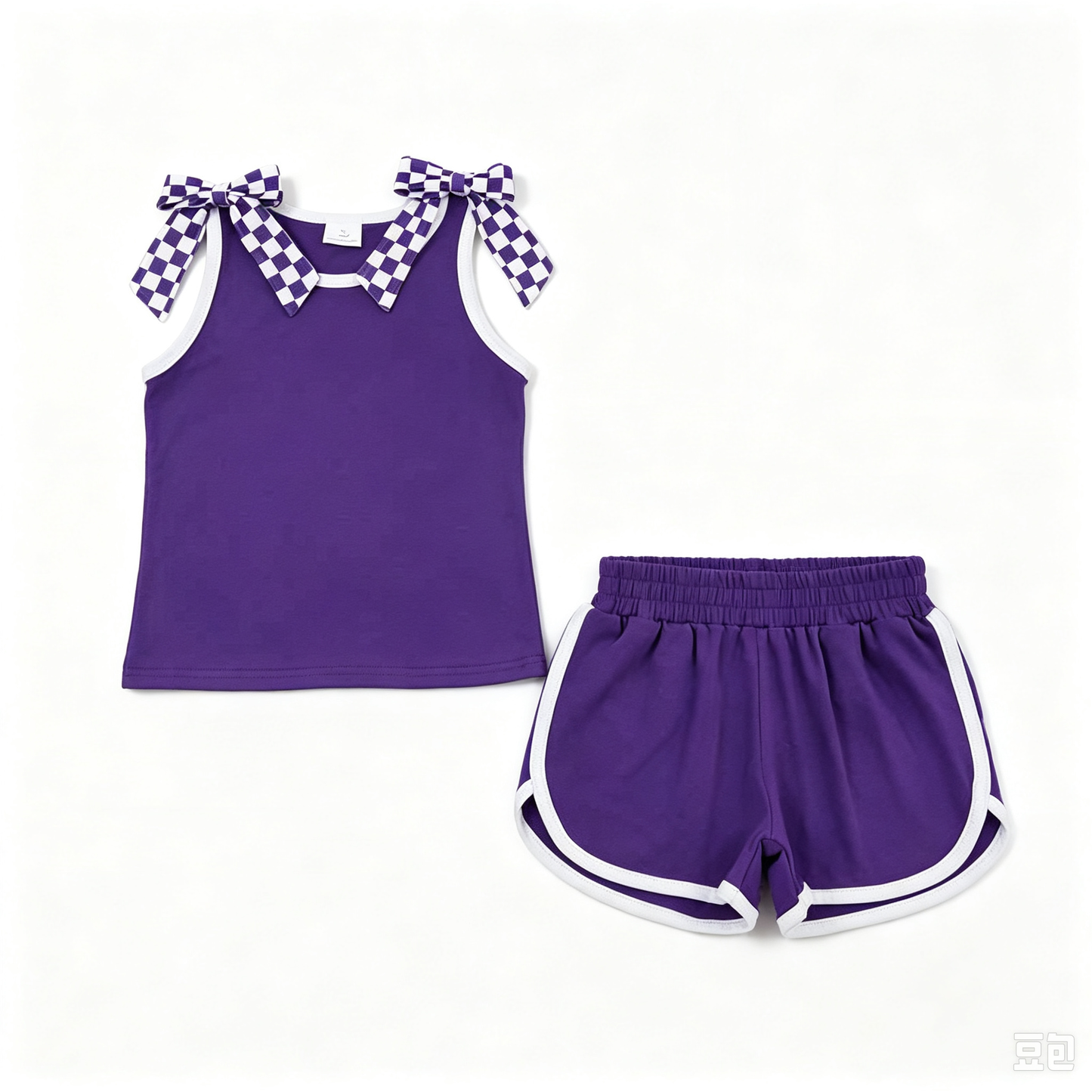 RTS NO MOQ Sibling cotton Baby Girls Bows Sleeveless Top Short Clothes Sets Summer Casual Outfit