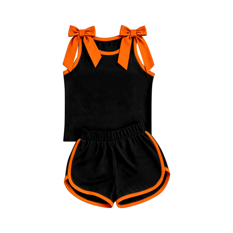 (Preorder new) No moq Baby Girls Bow Sleeveless Top Shorts Summer Outfit Sets