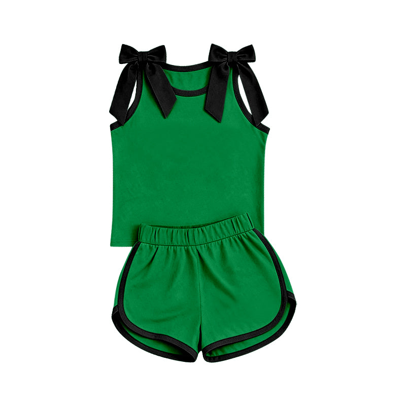 (Preorder new) No moq Baby Girls Bow Sleeveless Top Shorts Summer Outfit Sets