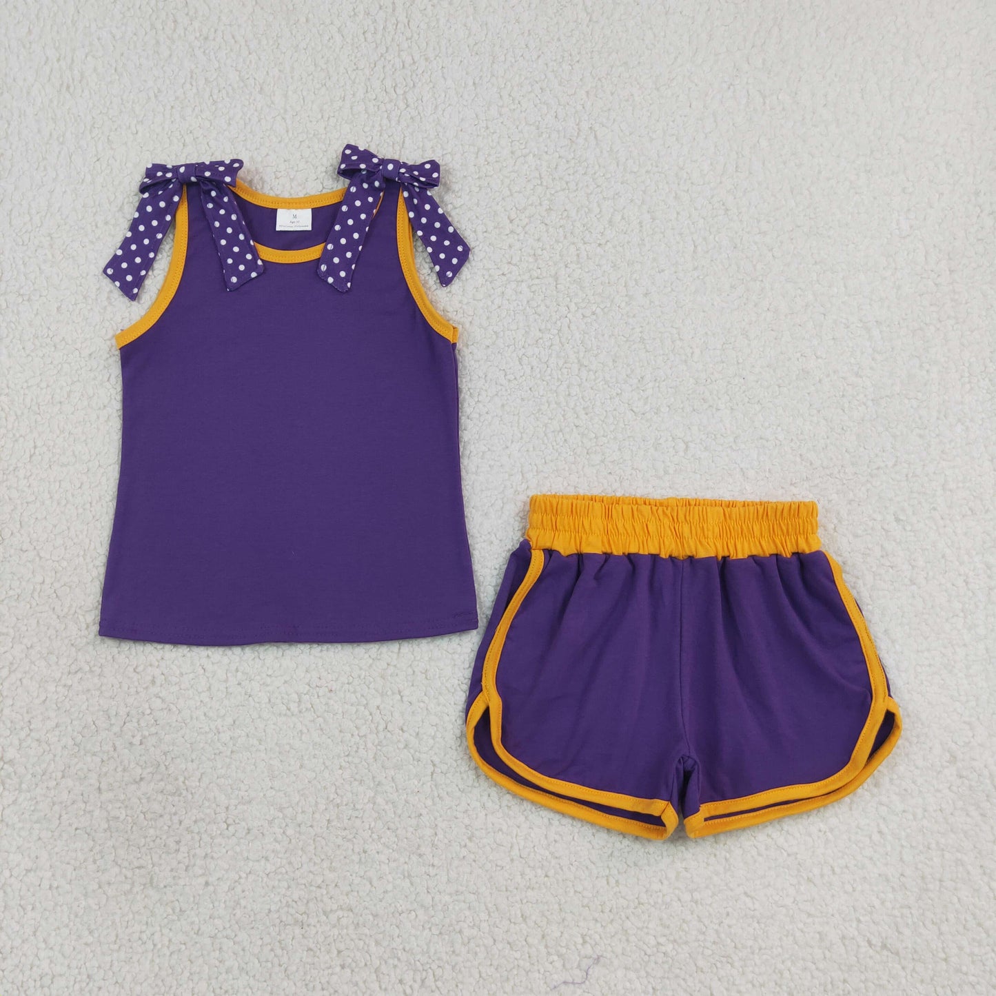 RTS NO MOQ Sibling cotton Baby Girls Bow Sleeveless Tank Top Matching Shorts Clothes Set