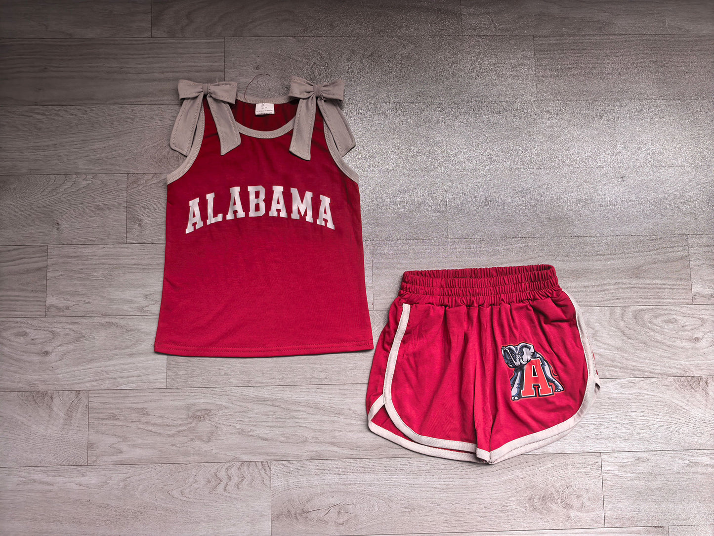 (Sample) No moq milk silk GSSO3831 Vinyl Baby Girls Team Solid Bow Sleeveless Top Elastic Waist Short Bottom Outfit Set