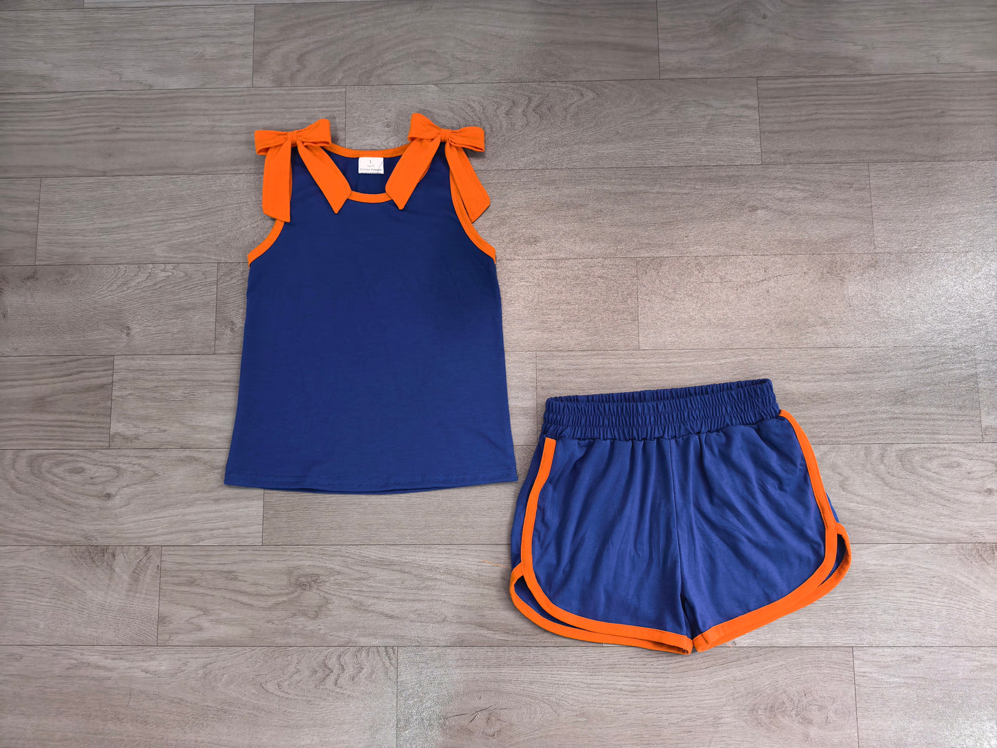 (Sample) No moq milk silk GSSO3857 Baby Girls Hot Blue Orange Bows Sleeveless Vest Short Clothes Sets