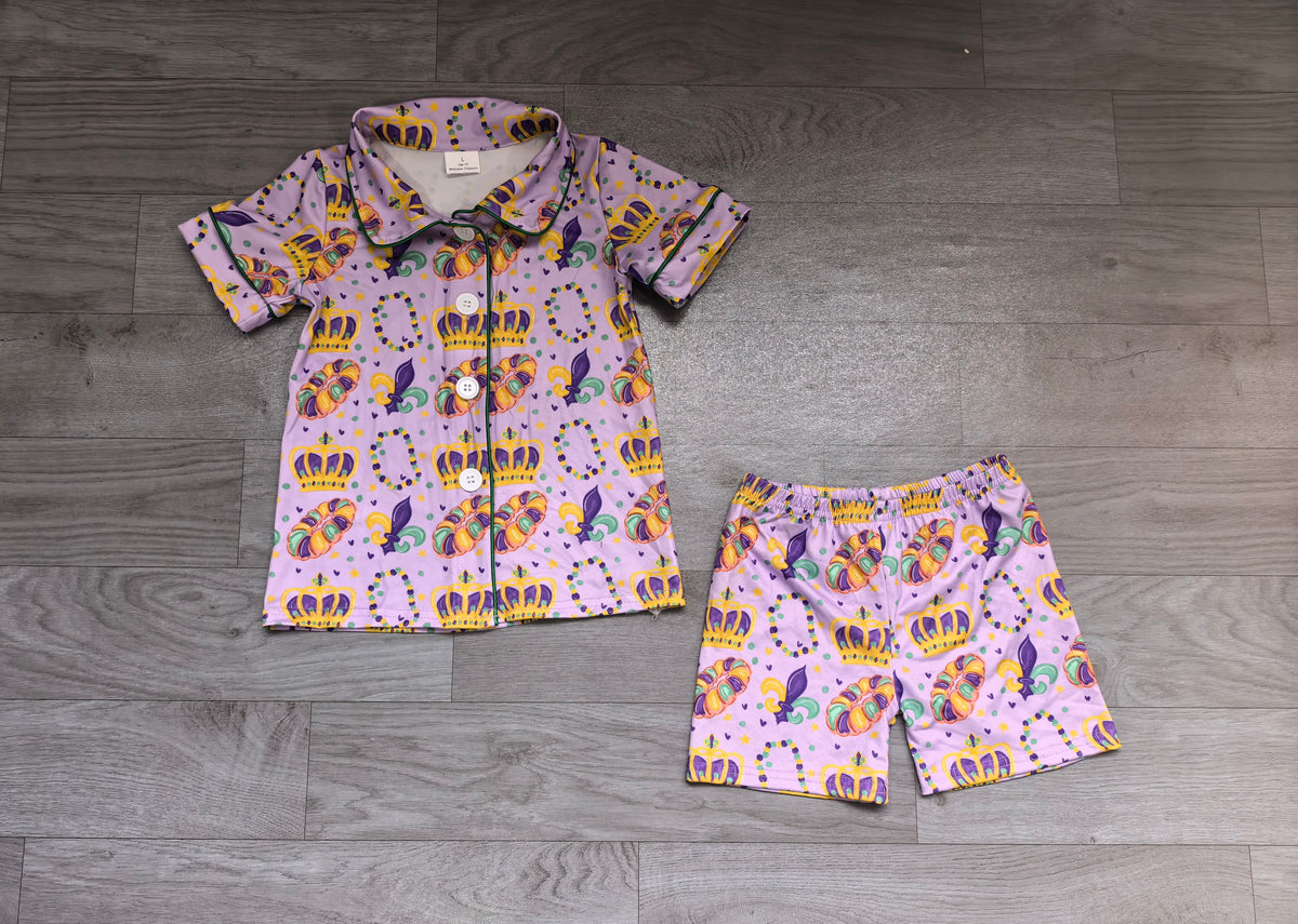 (Sample) No moq milk silk GSSO3862 Baby Girls Button Pocket Top Shorts Nightwear Pajamas Clothes Set