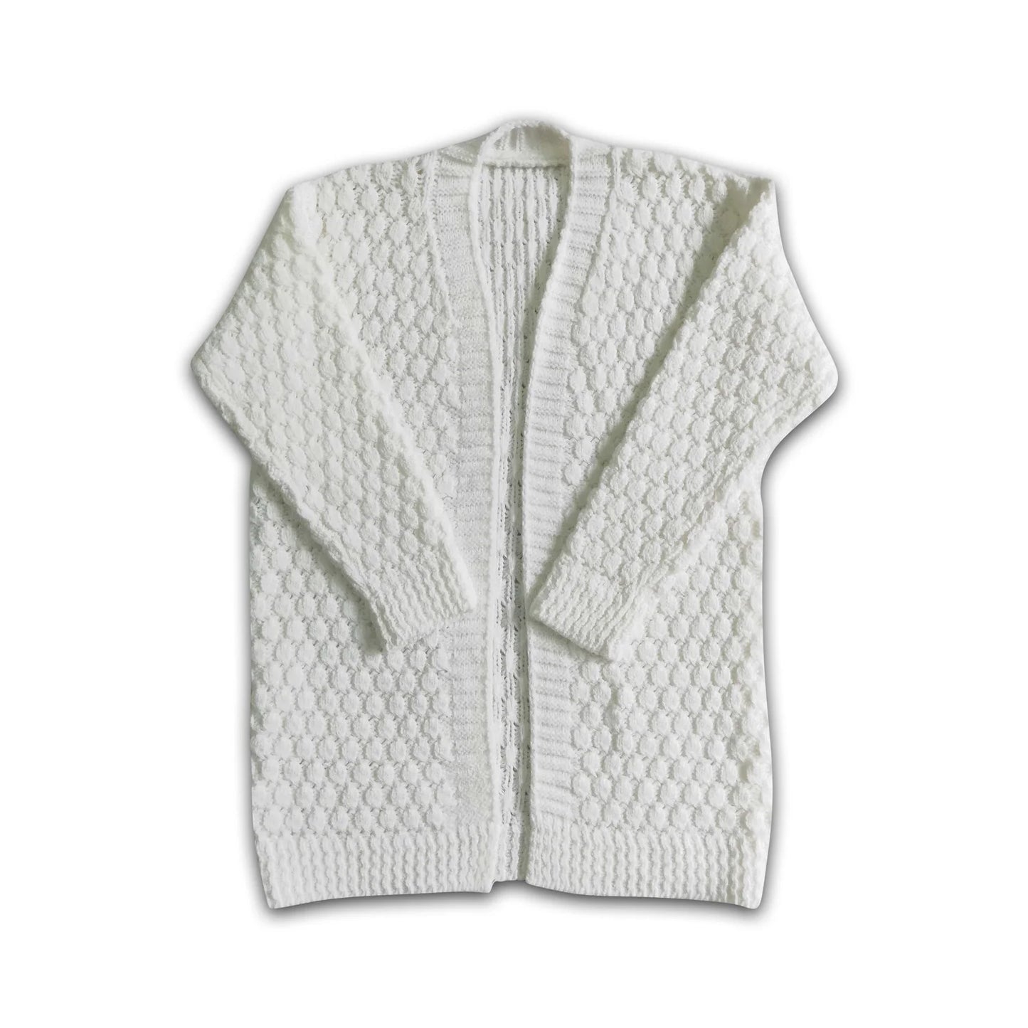 RTS NO MOQ Sibling Sweater Baby Girls Cute Print Open Front Long Sleeve Knit Cardigan Sweater