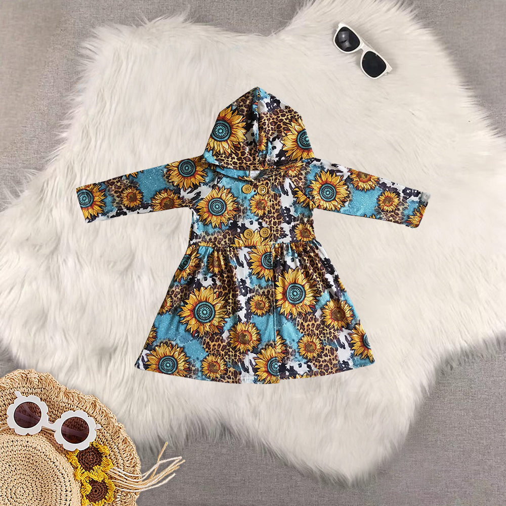 RTS NO MOQ Sibling baby girls clothes floral Hooded Long Sleeve top