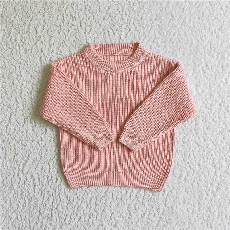 RTS NO MOQ Sibling Sweater Toddler Girls Solid Long Sleeve Sweater Fall Autumn Daily Pullover Top