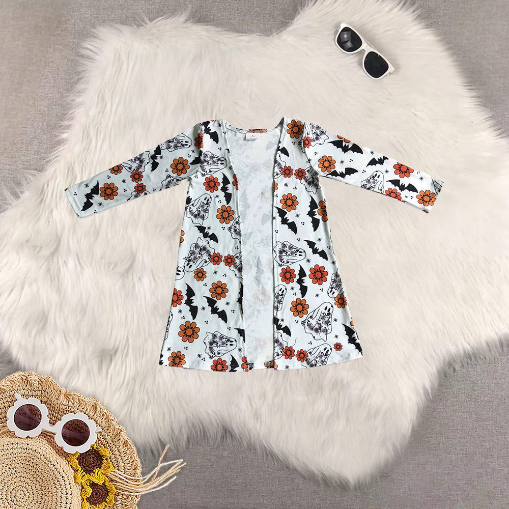 RTS NO MOQ Sibling baby Girls' long-sleeved cardigan with ghost flower and bat pattern