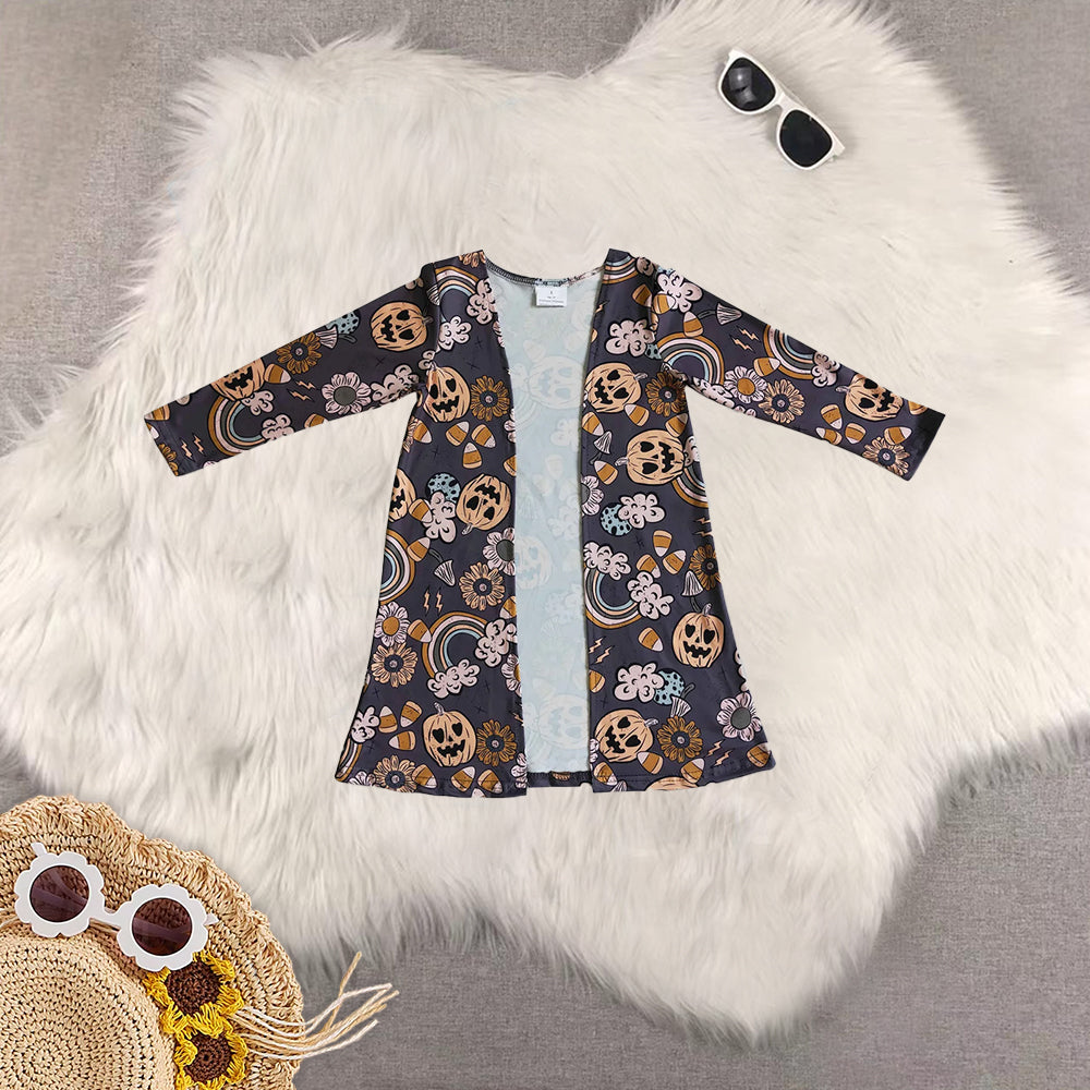 RTS NO MOQ Sibling baby Girls' long-sleeved cardigan with ghost flower and bat pattern