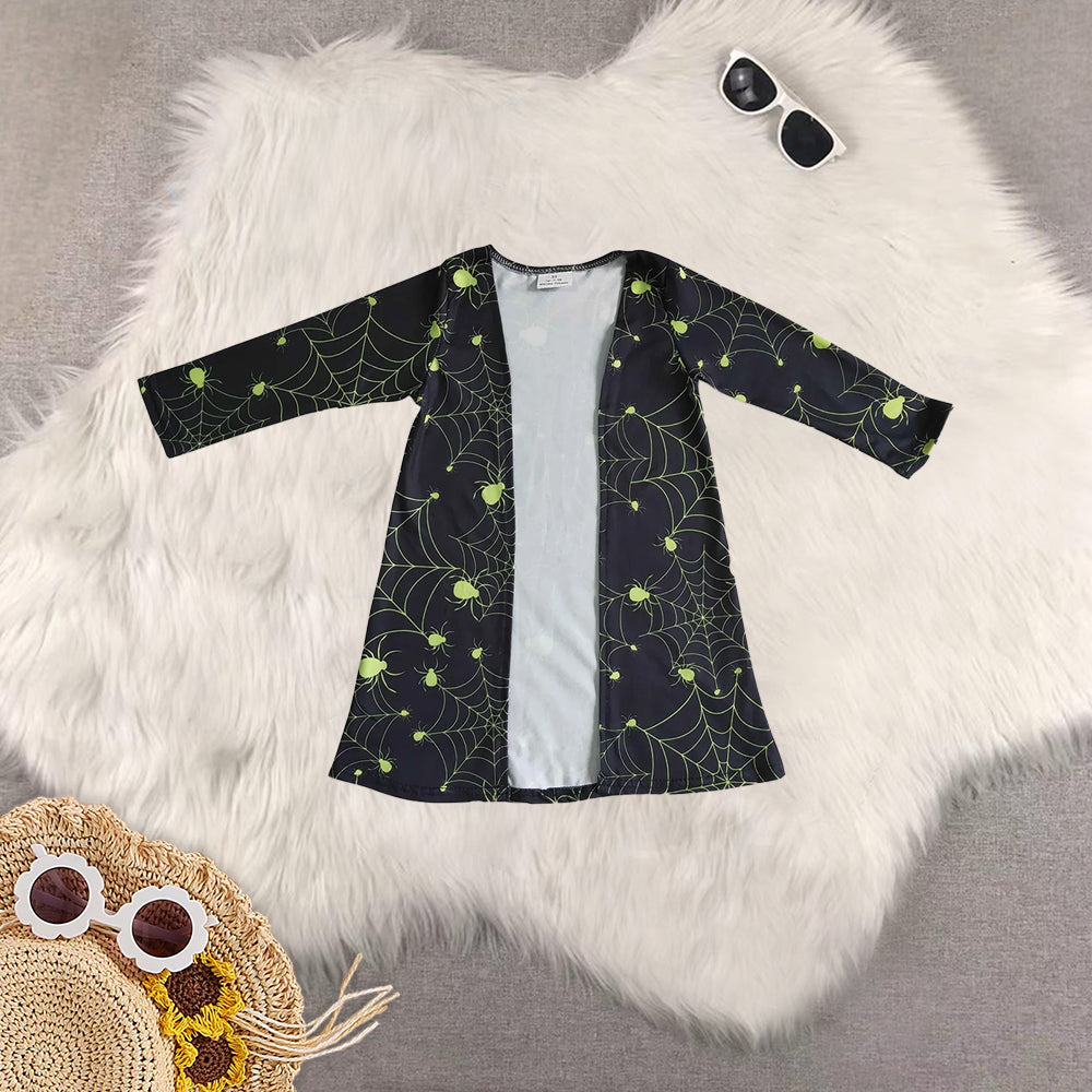 RTS NO MOQ Sibling baby Girls' long-sleeved cardigan with ghost flower and bat pattern