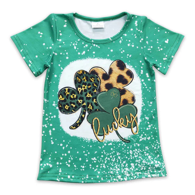 RTS NO MOQ GT0109+C15-14 Baby Girls Lucky St Patrick Day shirts tops Set