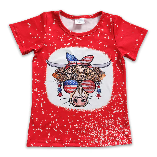 RTS NO MOQ GT0114+SS0184 Baby Boys Short Sleeve Flags Stars 4th of July T-shirts Tops Set
