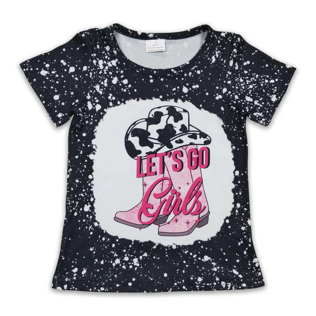 RTS NO MOQ GT0125+SS0068 Boys Baby Girls Cowgirls Cowboys Shorts Sleeve Tee Shirts Tops Set