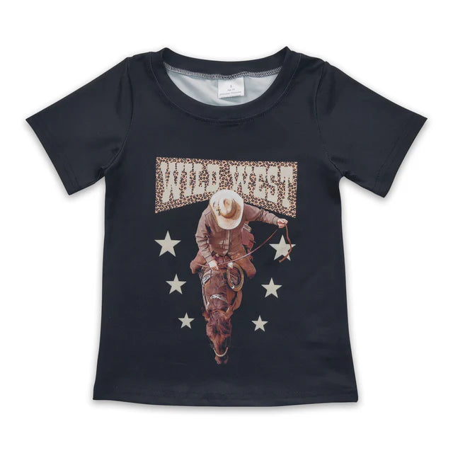 RTS NO MOQ GT0152+A16-3 Baby Girls West Rodeo Western Shirts Tee Shirts Tops Set