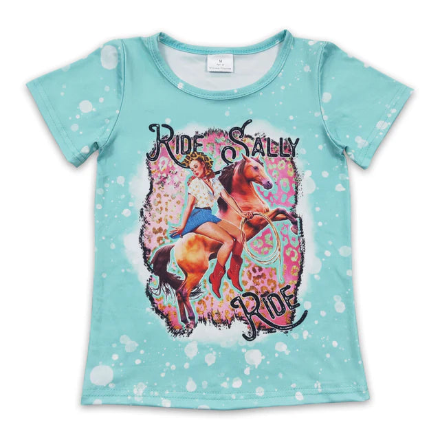RTS NO MOQ GT0170+SS0066 Baby Girls Western Riding Short Sleeve Tee Shirts Set