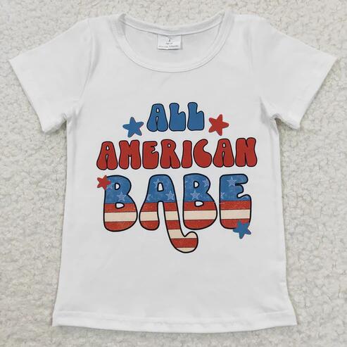 RTS NO MOQ Sibling Baby Boys 4th of July T-shirts Tops Short Sleeve Flags Stars Clothing for Infants