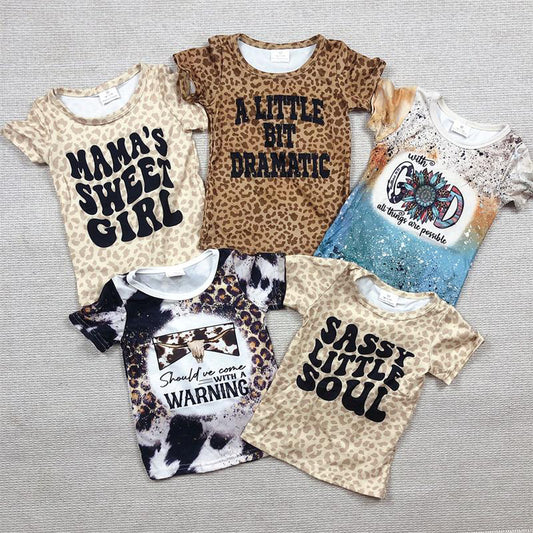 RTS NO MOQ Sibling baby boy girl clothes western short Sleeve tops