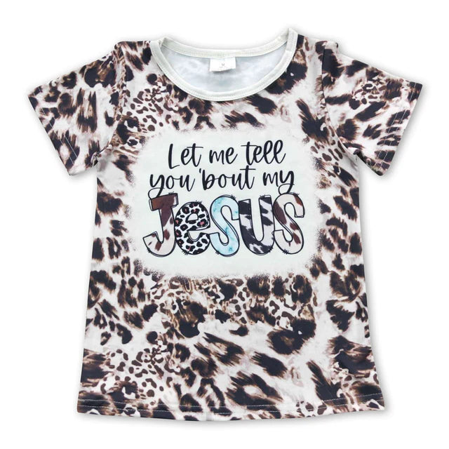 RTS NO MOQ GT0196+SS0087 Baby Girls Tell you about Jesus Short Sleeve Shirts Tops Set
