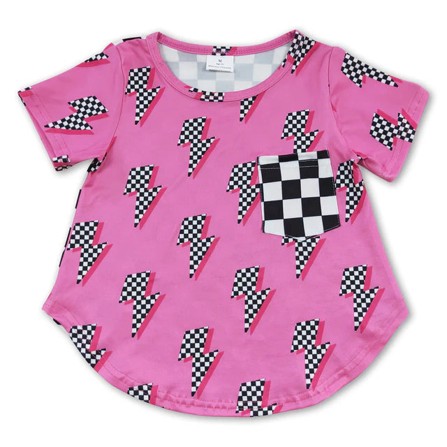 RTS NO MOQ GT0227+SS0126 Baby Girls Hotpink Western Short Sleeve Tee Shirts Tops