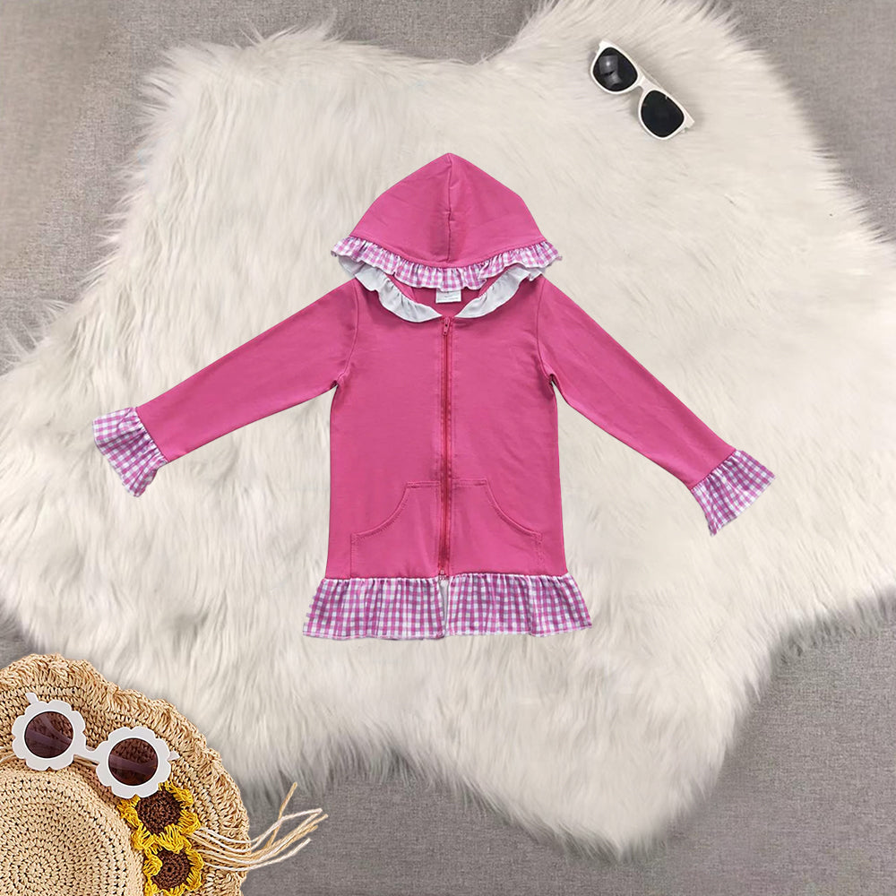 RTS NO MOQ Sibling baby girls clothes floral Hooded Zip-Up Long Sleeve Jackets