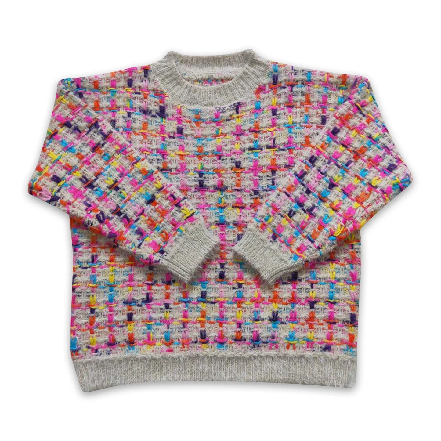 RTS NO MOQ Sibling Sweater Baby Toddler Christmas Print Crew Neck Knit Sweater Winter Holiday Pullover Top